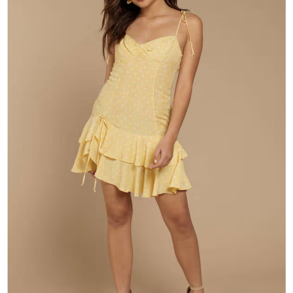 FOR LOVE AND LEMONS LIMONCELLO RUFFLE OPEN BACK MINI DRESS - YELLOW
